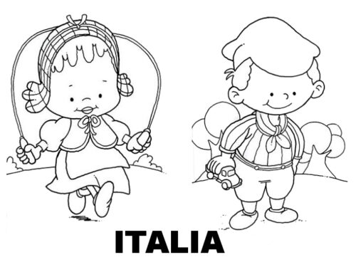 Disegni da colorare i bambini nel mondo : Italia