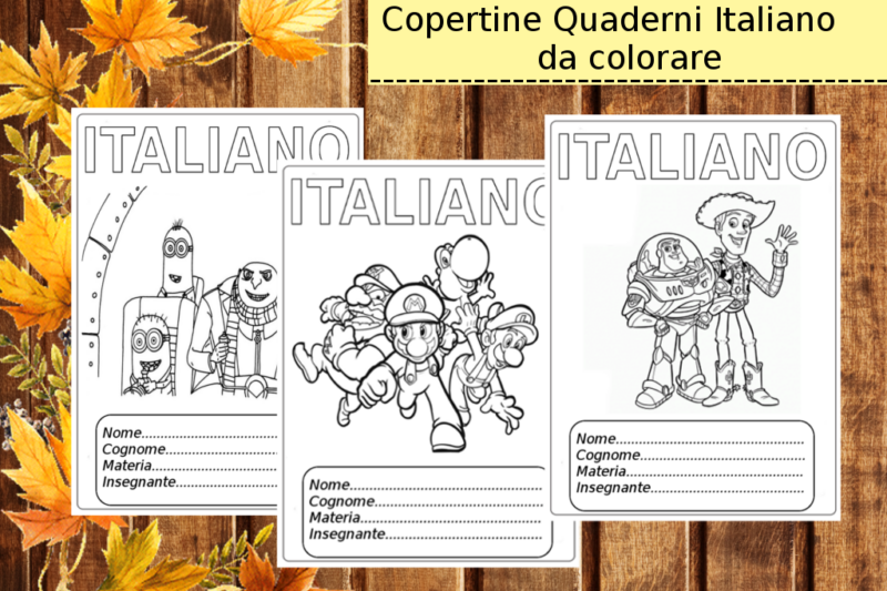 Copertine quaderni Italiano da colorare