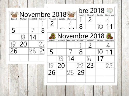 Calendario Novembre 2018 fai da te