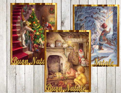 5 cartoline vintage Buon Natale