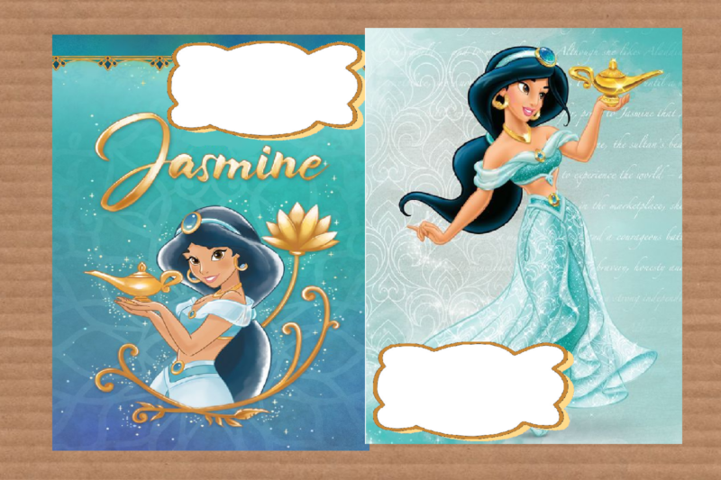 Tre copertine per quaderni dedicate alla Principessa Jasmine