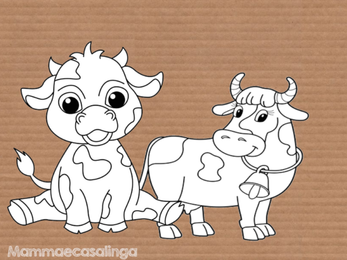 5 disegni mucche da colorare